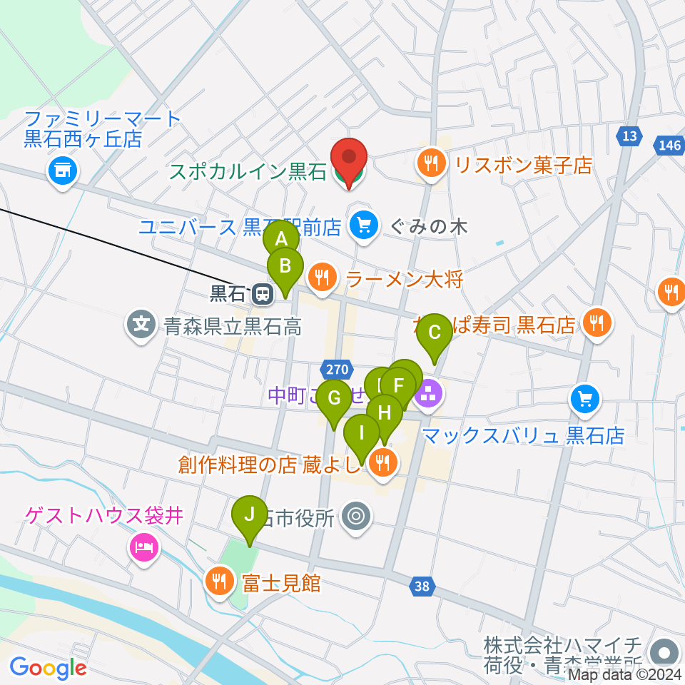 スポカルイン黒石周辺の駐車場・コインパーキング一覧地図