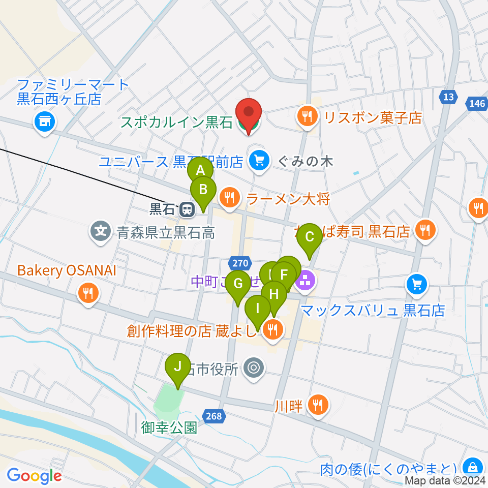 スポカルイン黒石周辺の駐車場・コインパーキング一覧地図