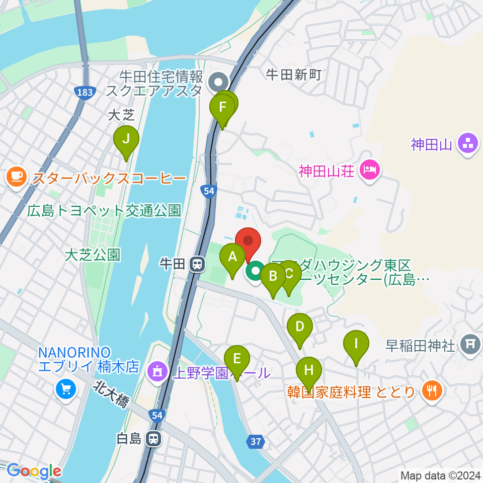 ひろしんビッグウェーブ周辺の駐車場・コインパーキング一覧地図