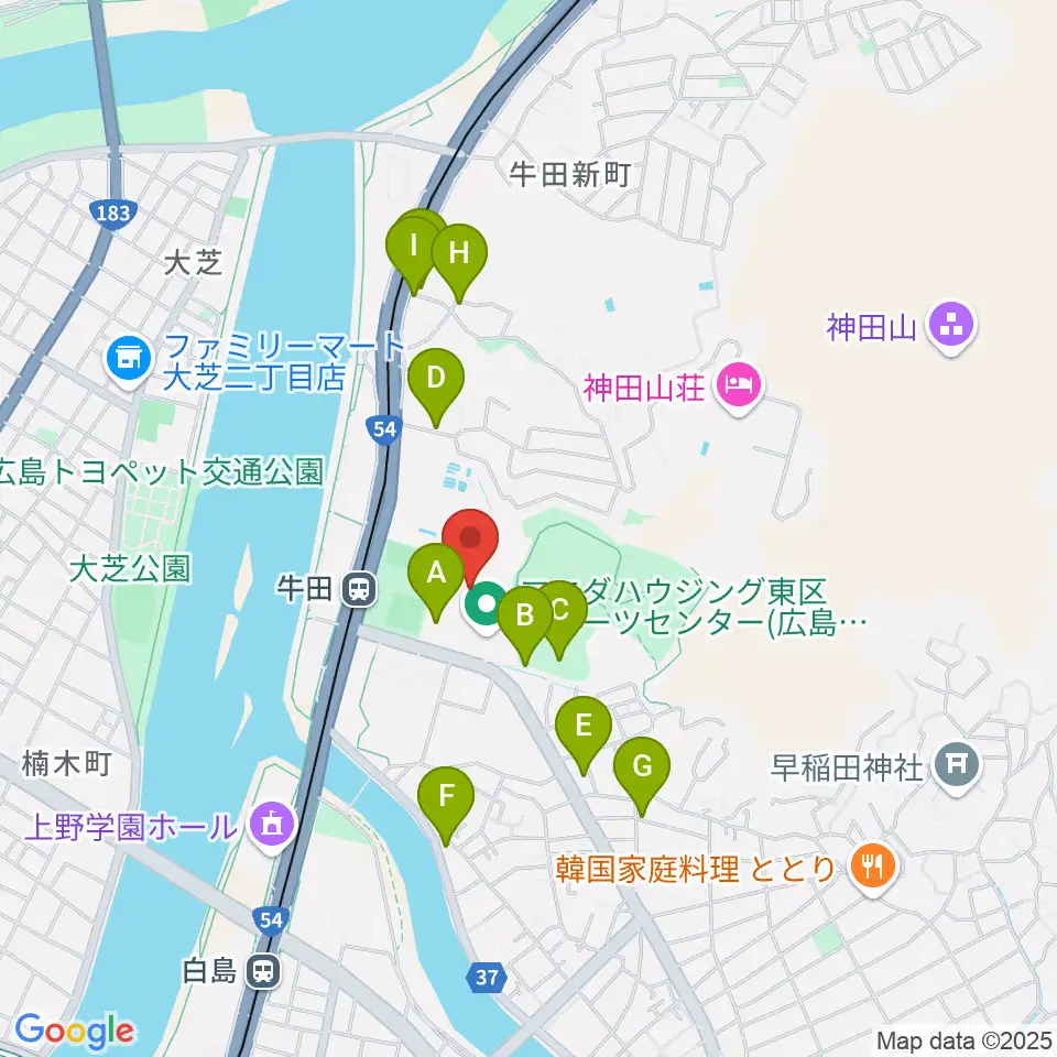 ひろしんビッグウェーブ周辺の駐車場・コインパーキング一覧地図