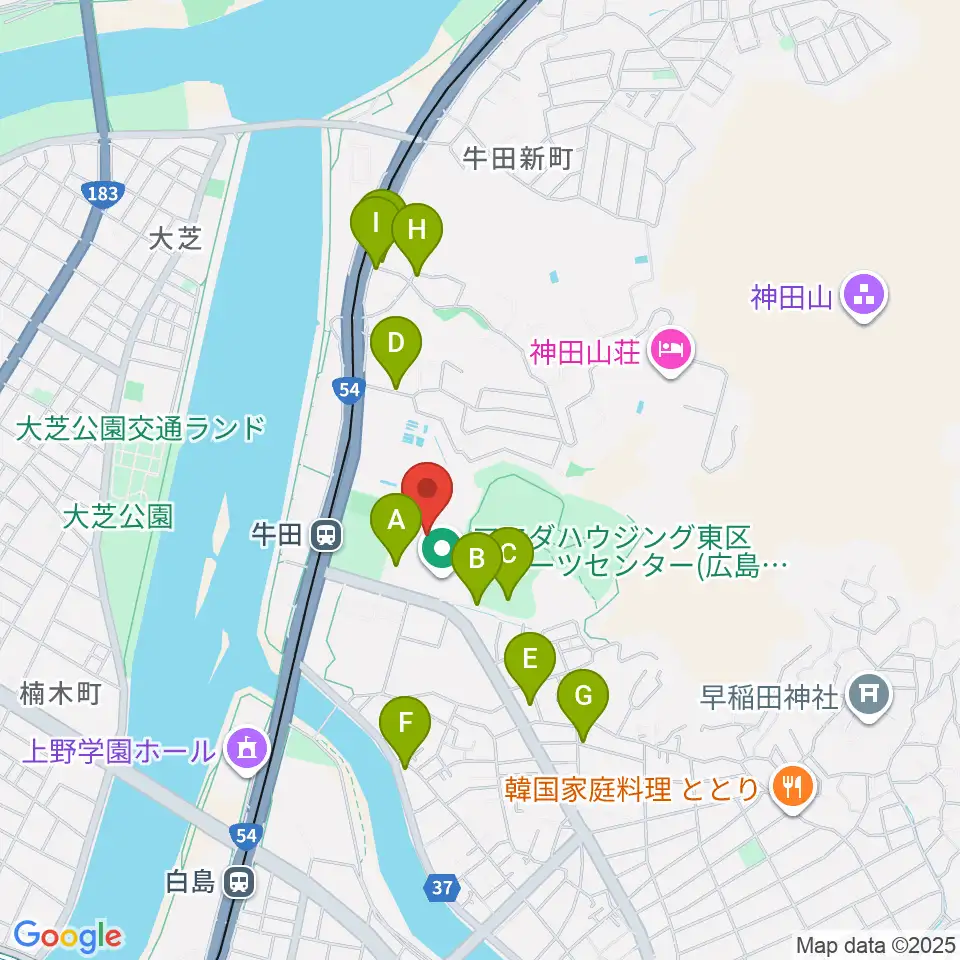 ひろしんビッグウェーブ周辺の駐車場・コインパーキング一覧地図