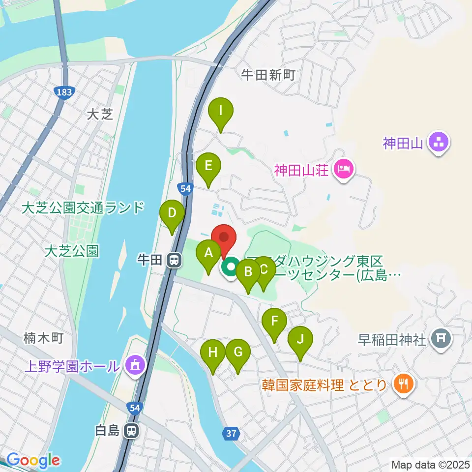 ひろしんビッグウェーブ周辺の駐車場・コインパーキング一覧地図