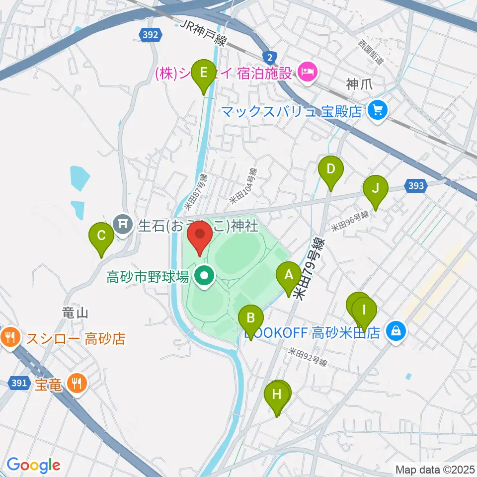 高砂市総合体育館周辺の駐車場・コインパーキング一覧地図