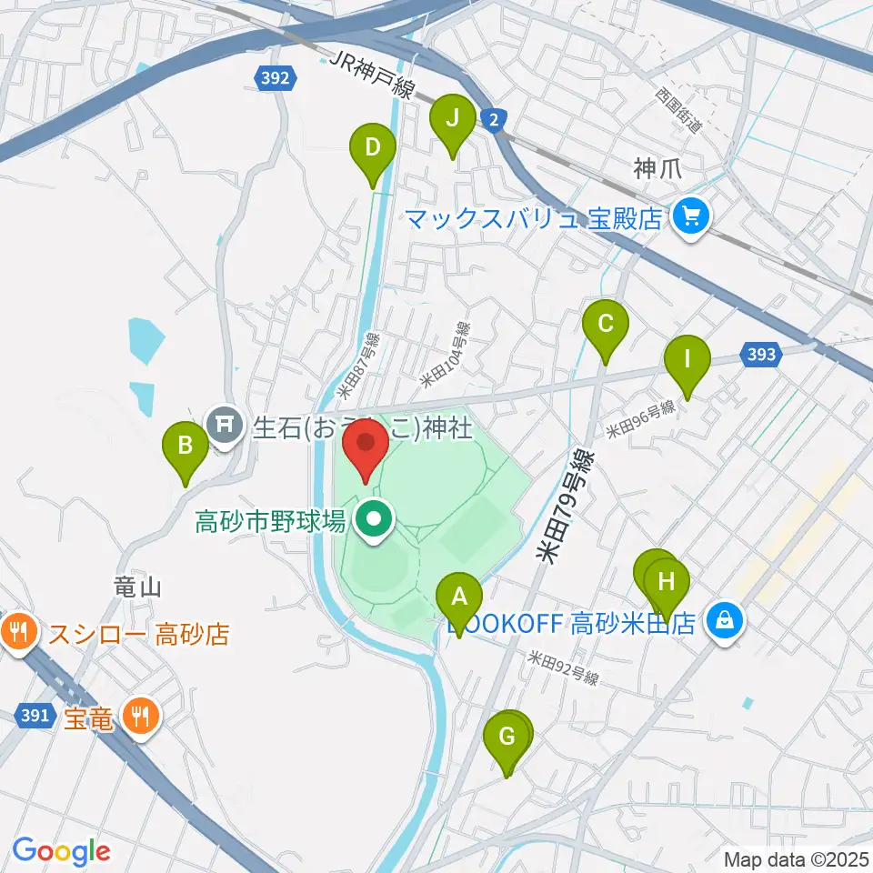 高砂市総合体育館周辺の駐車場・コインパーキング一覧地図