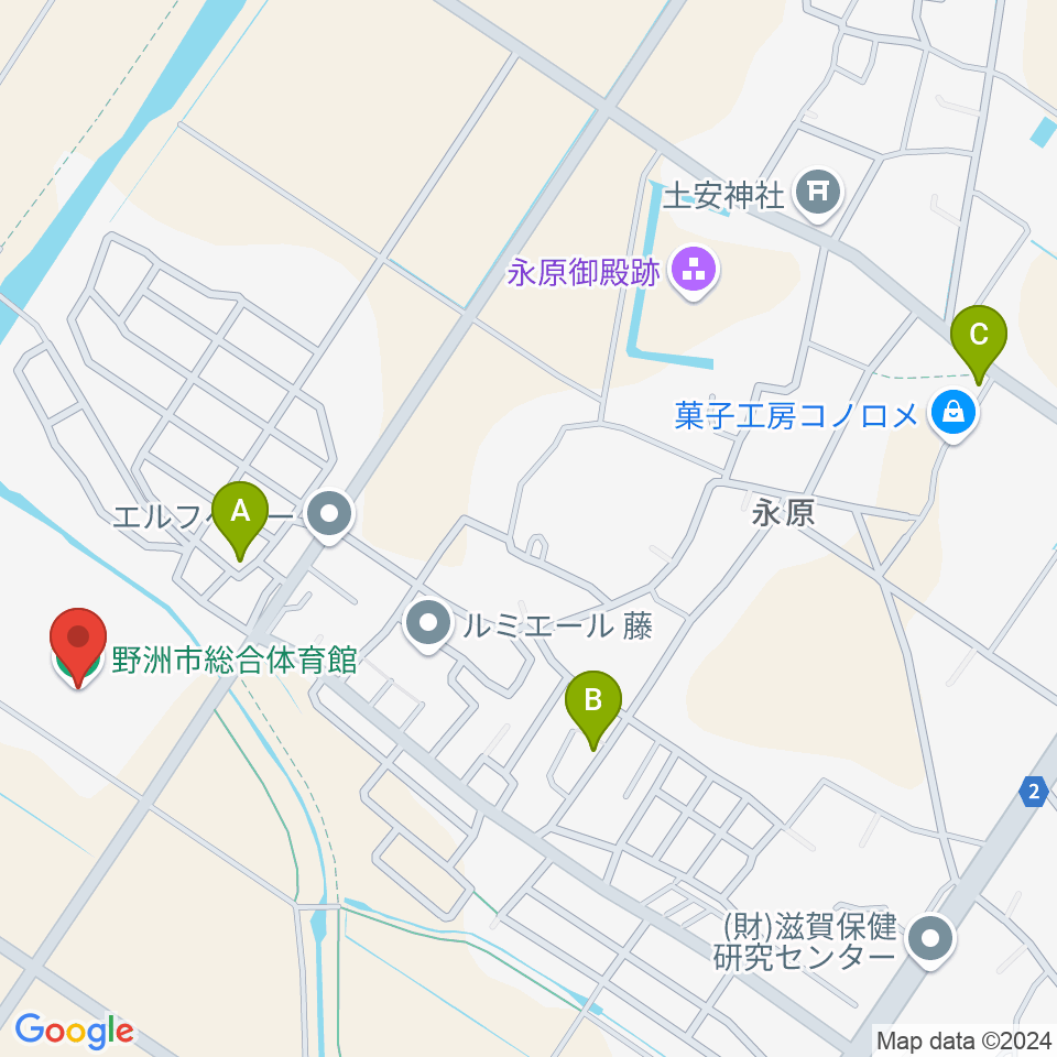 野洲市総合体育館周辺の駐車場・コインパーキング一覧地図