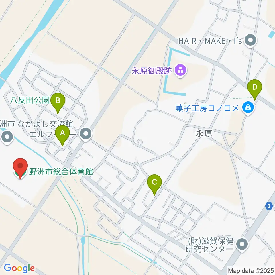 野洲市総合体育館周辺の駐車場・コインパーキング一覧地図