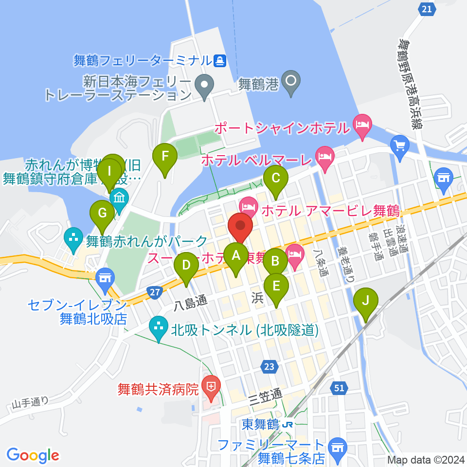 舞鶴八千代館周辺の駐車場・コインパーキング一覧地図