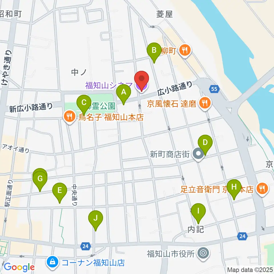 福知山シネマ周辺の駐車場・コインパーキング一覧地図