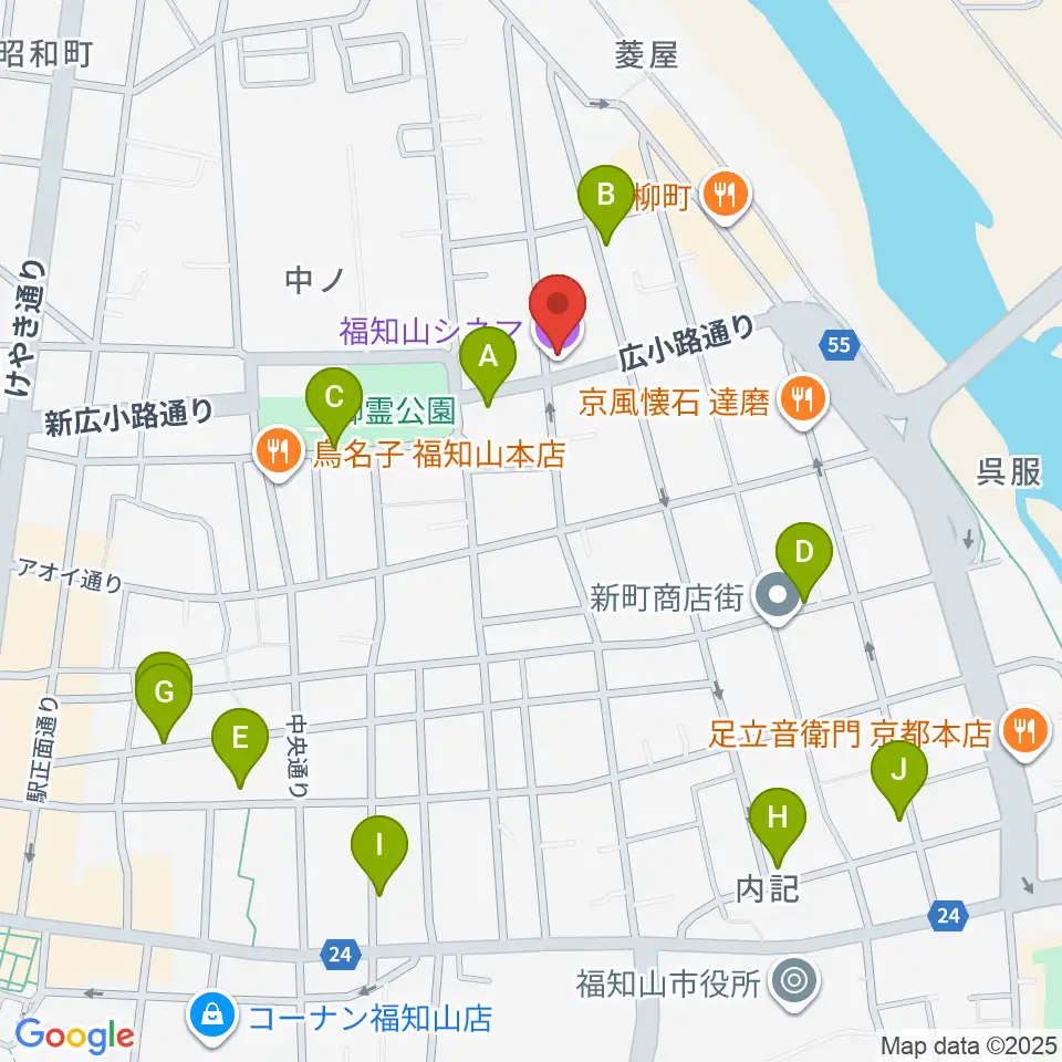 福知山シネマ周辺の駐車場・コインパーキング一覧地図