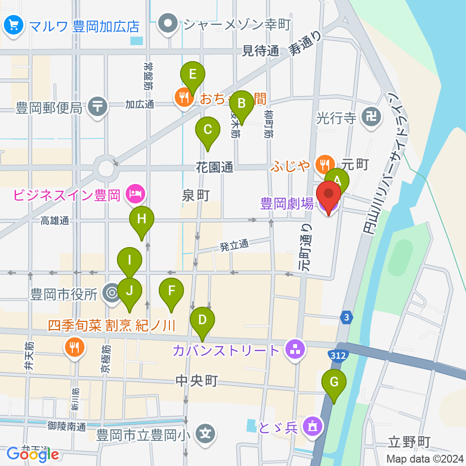 豊岡劇場周辺の駐車場・コインパーキング一覧地図