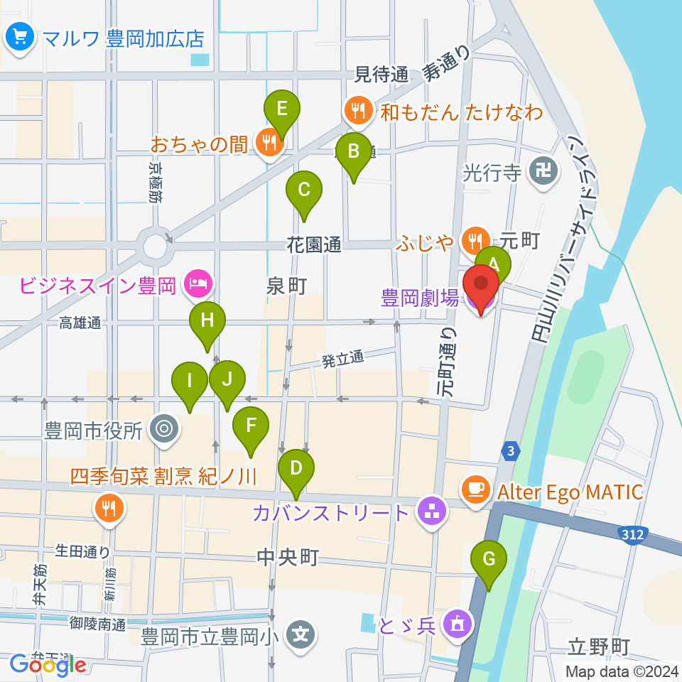 豊岡劇場周辺の駐車場・コインパーキング一覧地図