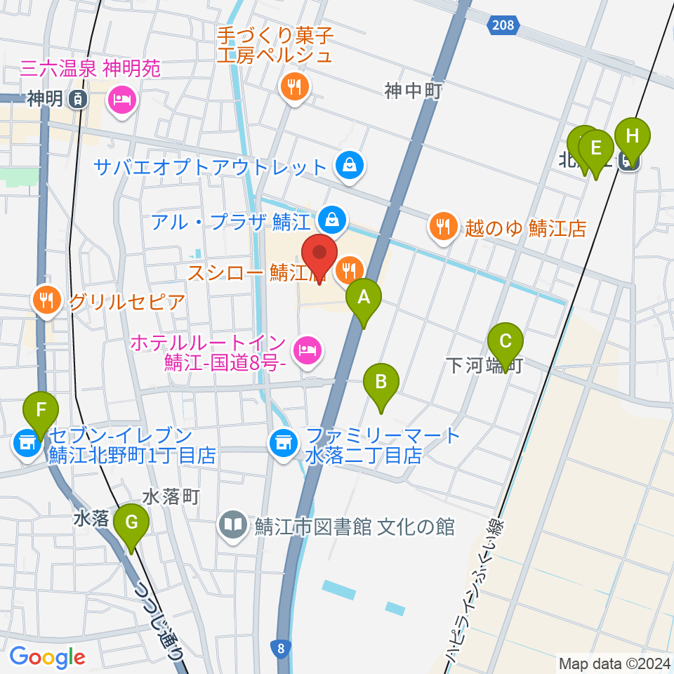 鯖江アレックスシネマ周辺の駐車場・コインパーキング一覧地図