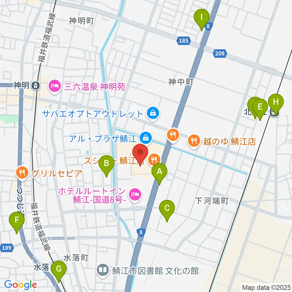 鯖江アレックスシネマ周辺の駐車場・コインパーキング一覧地図