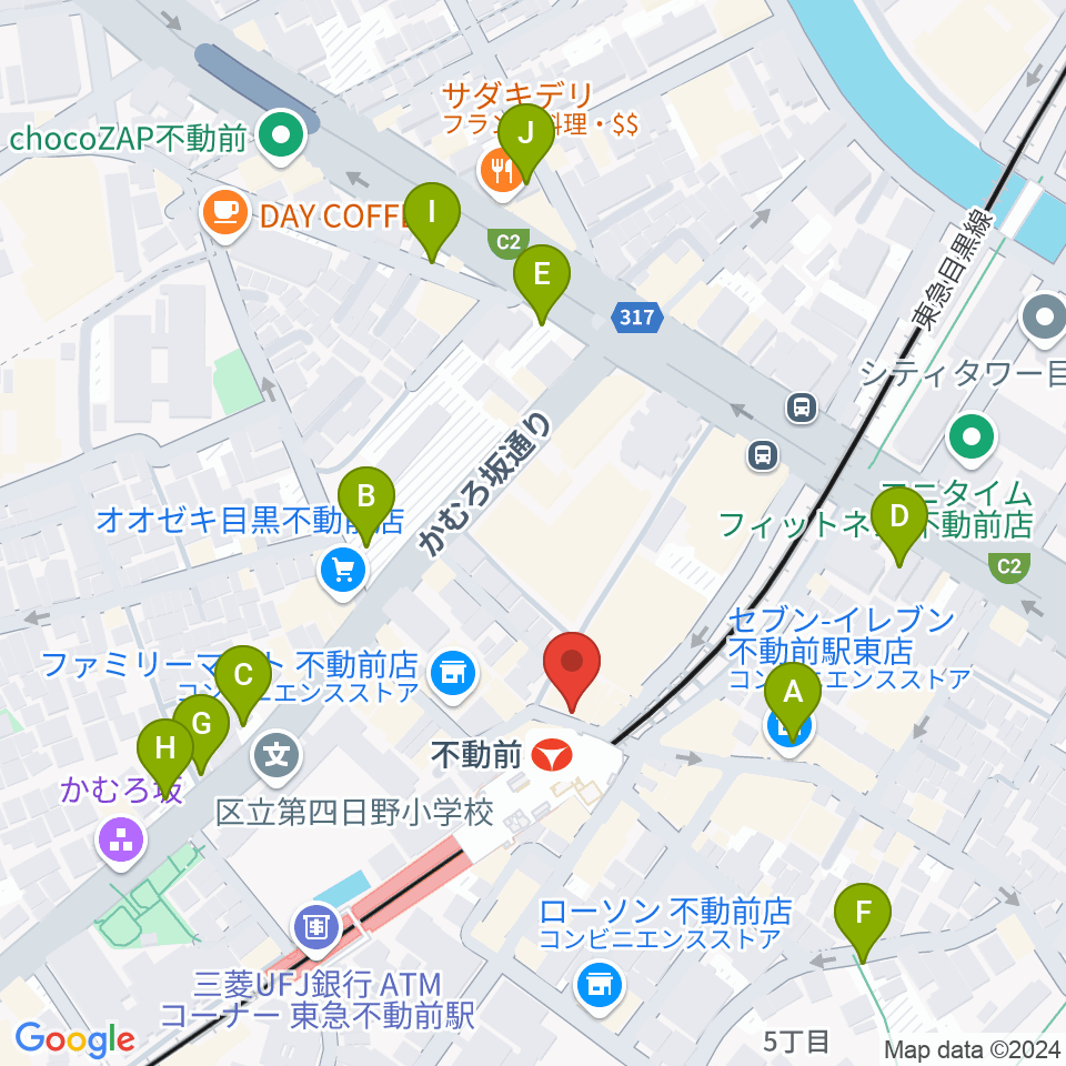 ピアノスタジオノア 目黒不動前店周辺の駐車場・コインパーキング一覧地図