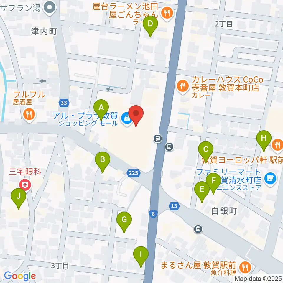 敦賀アレックスシネマ周辺の駐車場・コインパーキング一覧地図