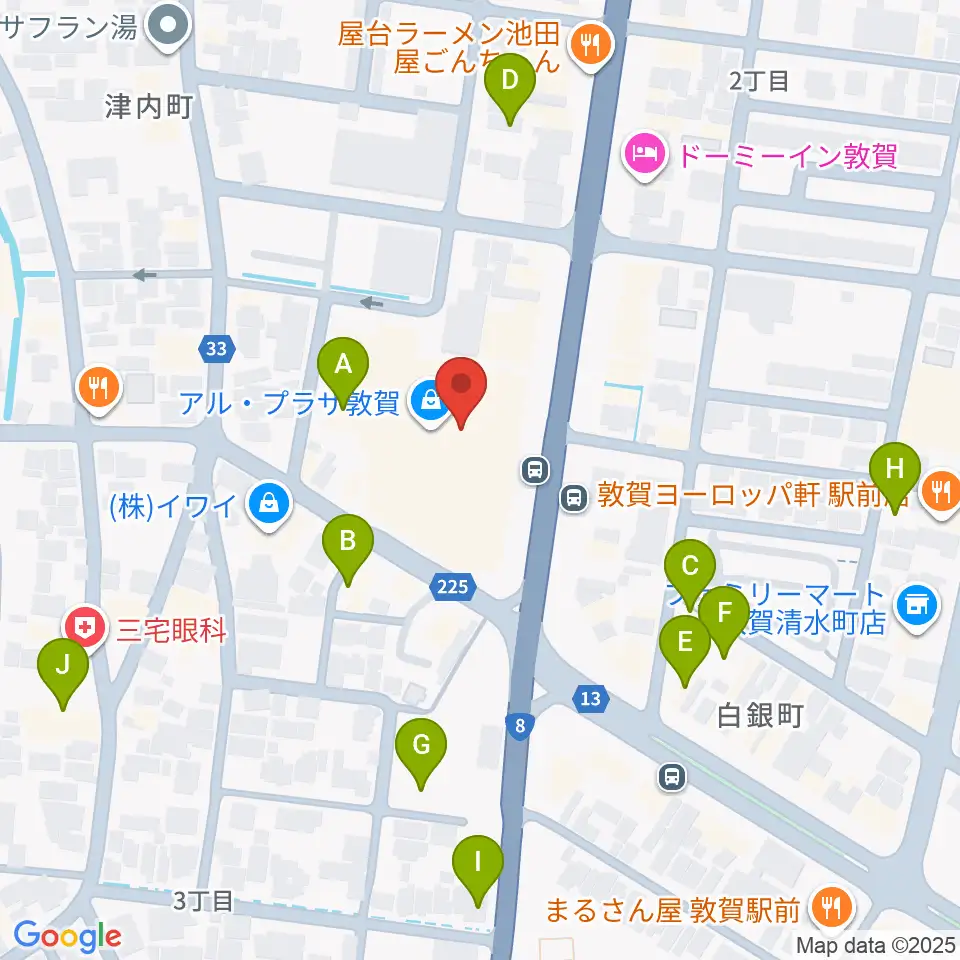敦賀アレックスシネマ周辺の駐車場・コインパーキング一覧地図
