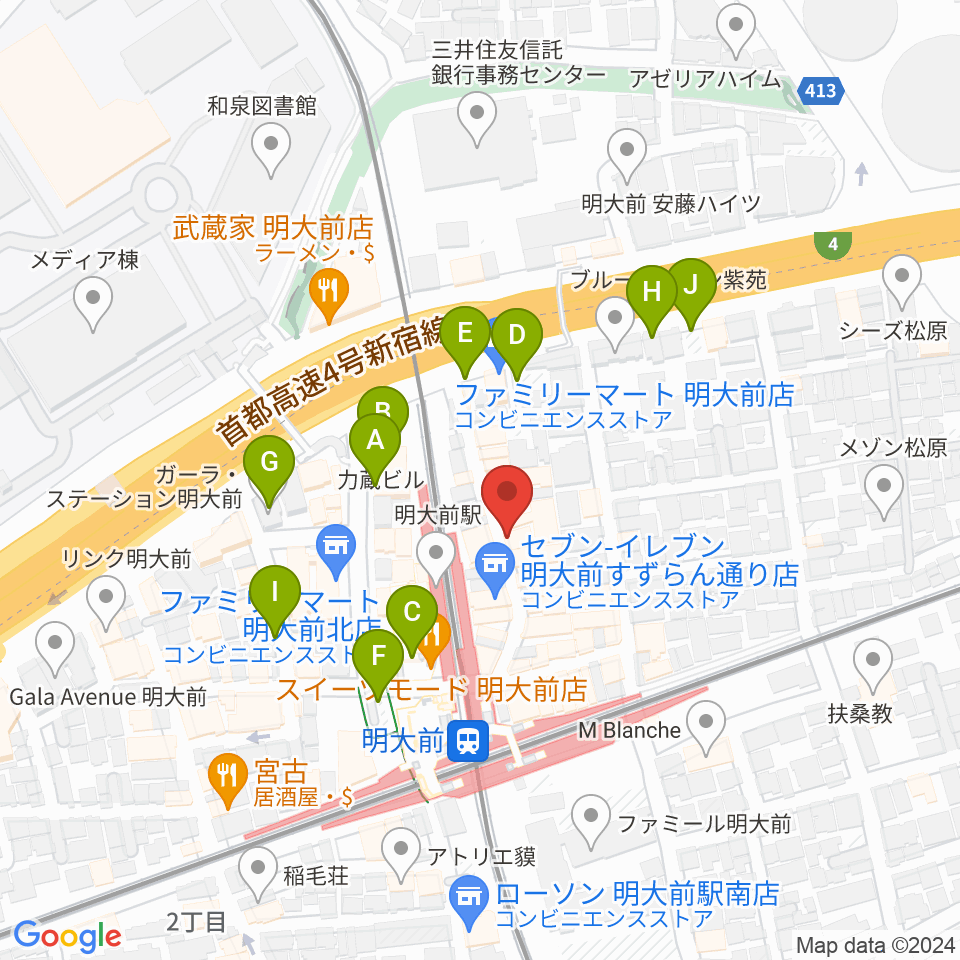 ハナムラ楽器周辺の駐車場・コインパーキング一覧地図