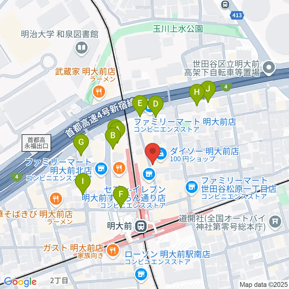 ハナムラ楽器周辺の駐車場・コインパーキング一覧地図