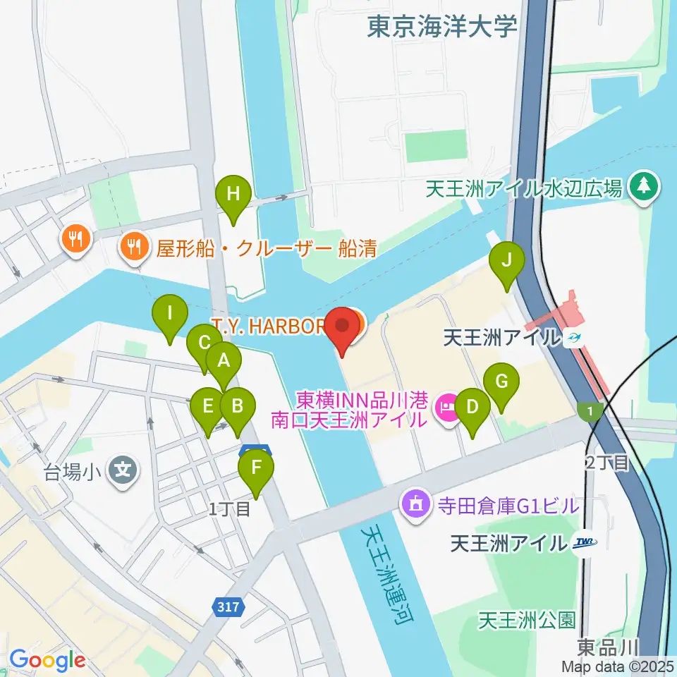 寺田倉庫B&C HALL周辺の駐車場・コインパーキング一覧地図