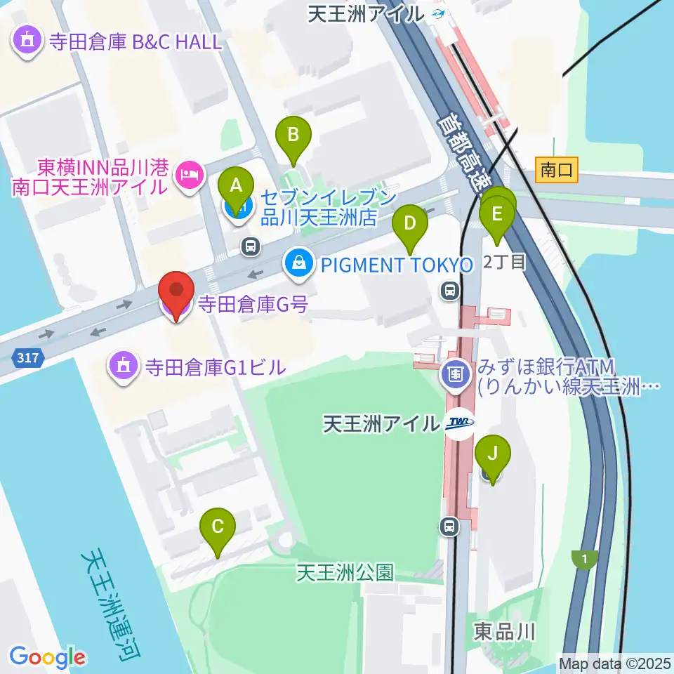 寺田倉庫G3-6F周辺の駐車場・コインパーキング一覧地図