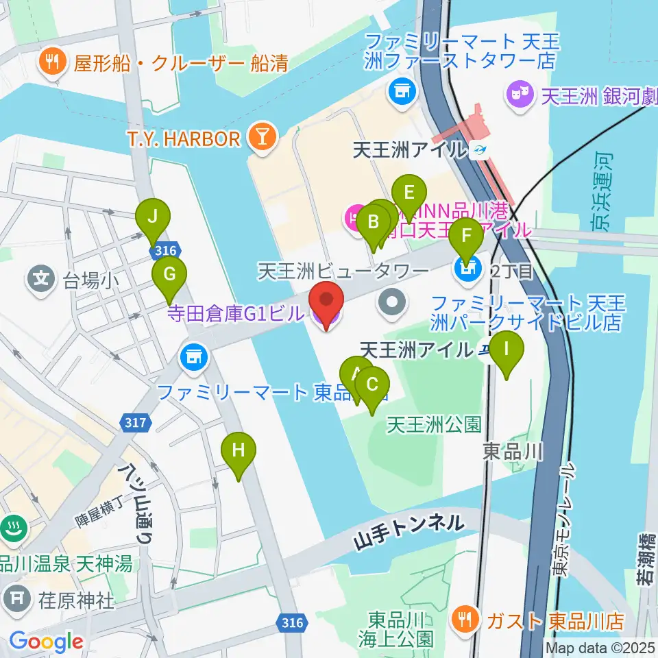 寺田倉庫G1-5F周辺の駐車場・コインパーキング一覧地図