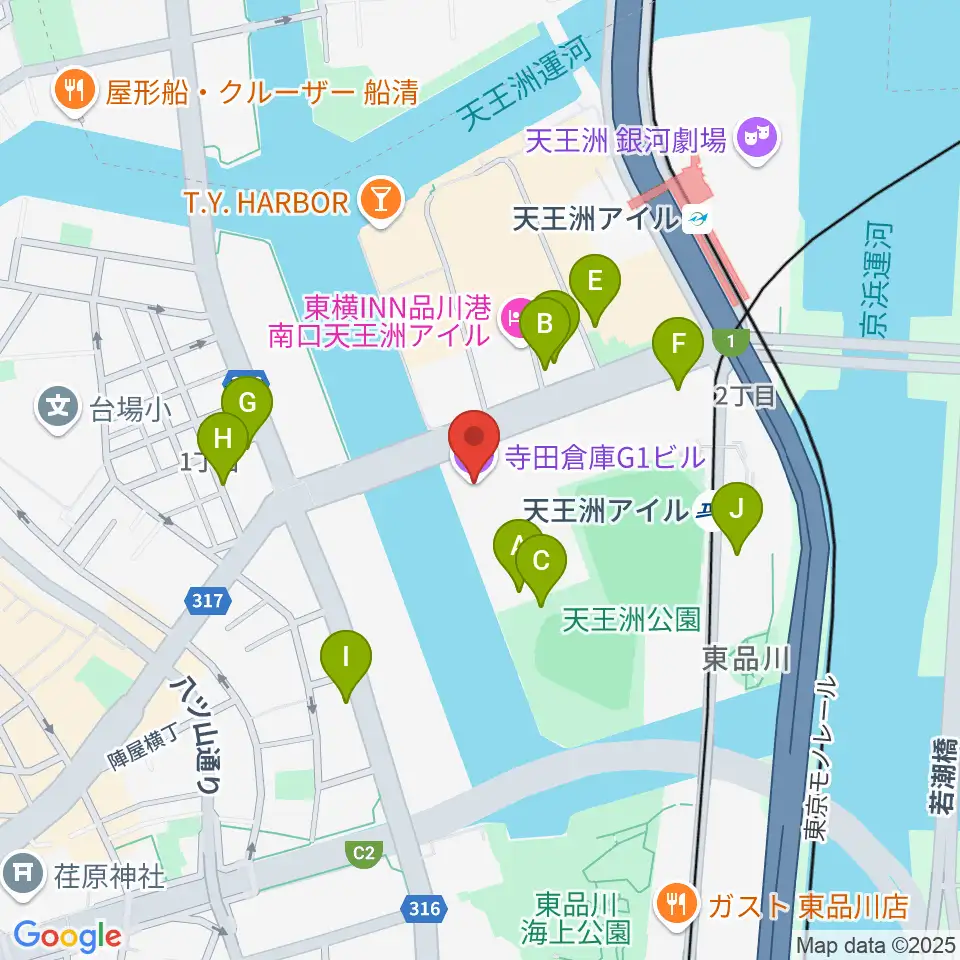 寺田倉庫G1-5F周辺の駐車場・コインパーキング一覧地図