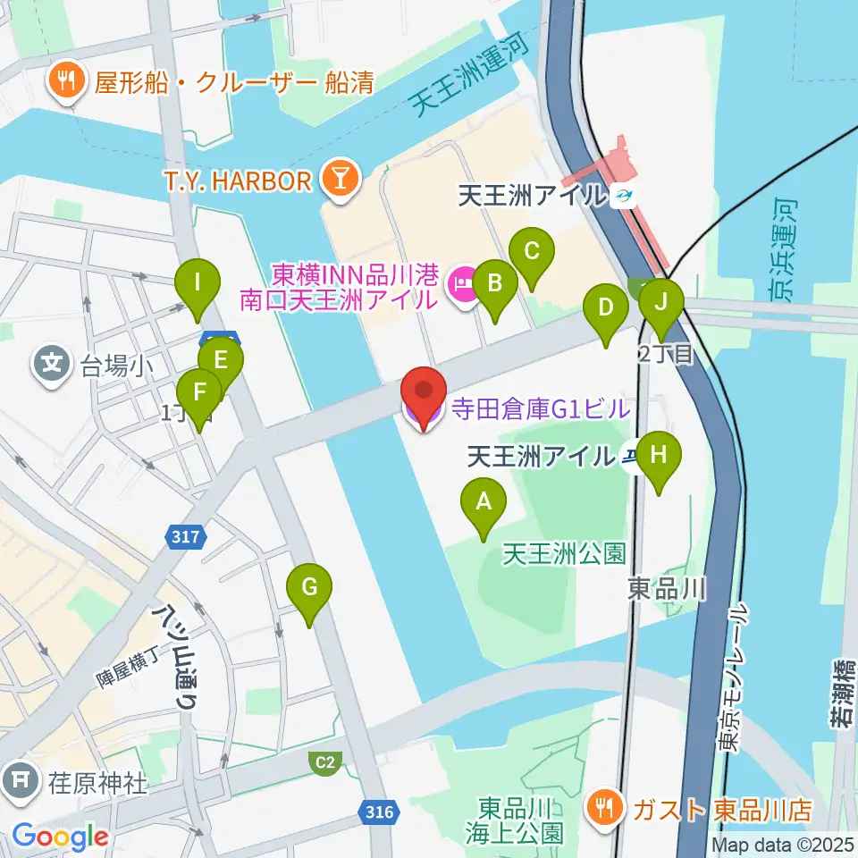 寺田倉庫G1-5F周辺の駐車場・コインパーキング一覧地図