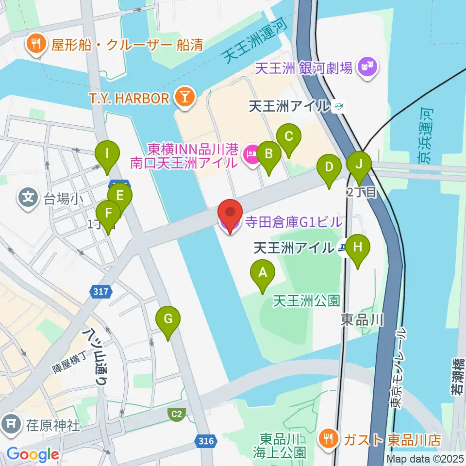 寺田倉庫G1-5F周辺の駐車場・コインパーキング一覧地図