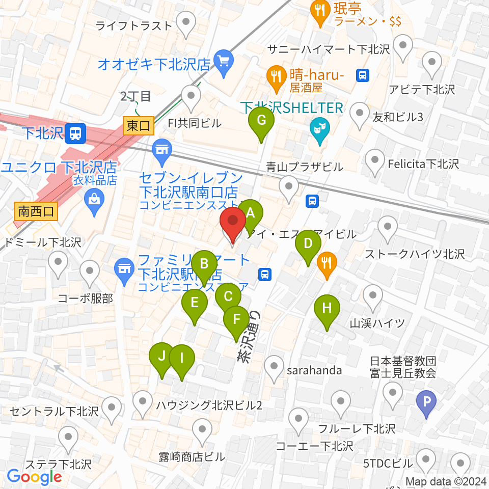セカンドストリート楽器館下北沢店周辺の駐車場・コインパーキング一覧地図