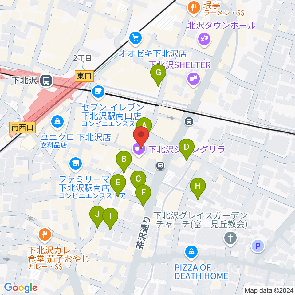 セカンドストリート楽器館下北沢店周辺の駐車場・コインパーキング一覧地図