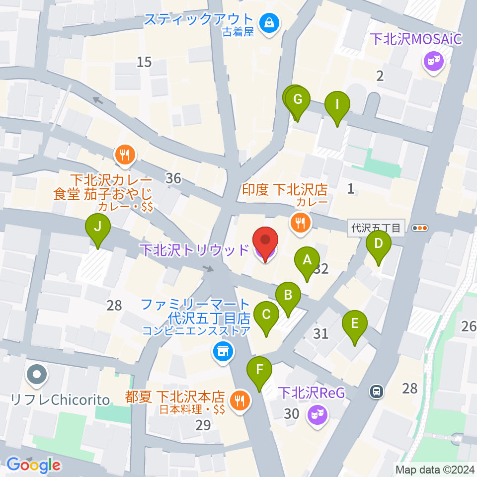 下北沢トリウッド周辺の駐車場・コインパーキング一覧地図