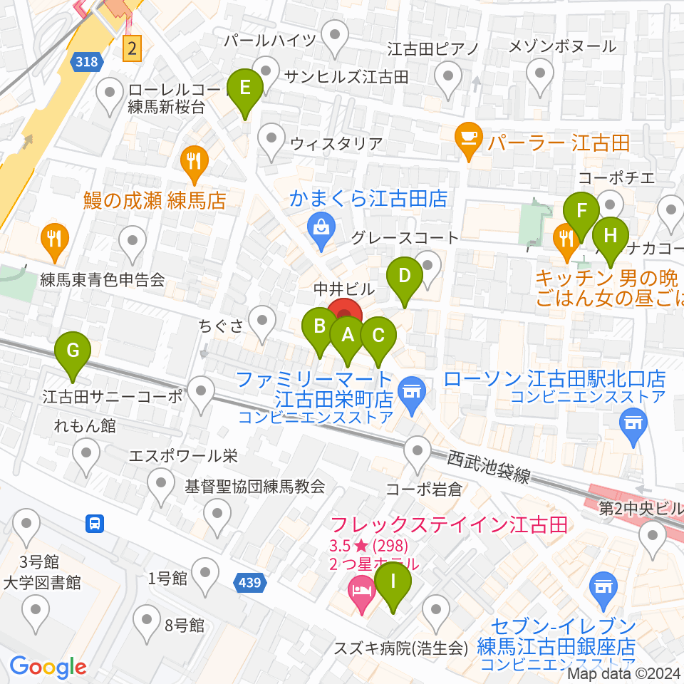 江古田管楽器修理工房周辺の駐車場・コインパーキング一覧地図