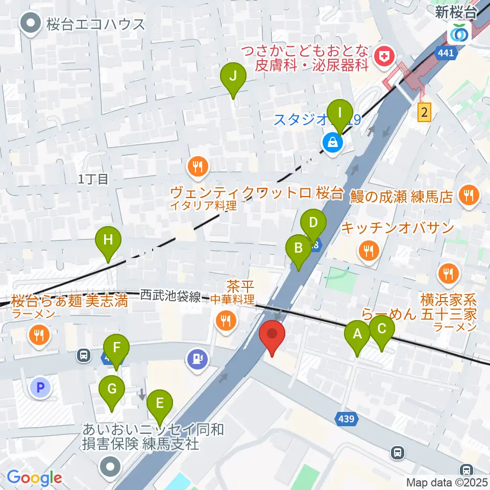 音楽教室ふわり 桜台校周辺の駐車場・コインパーキング一覧地図