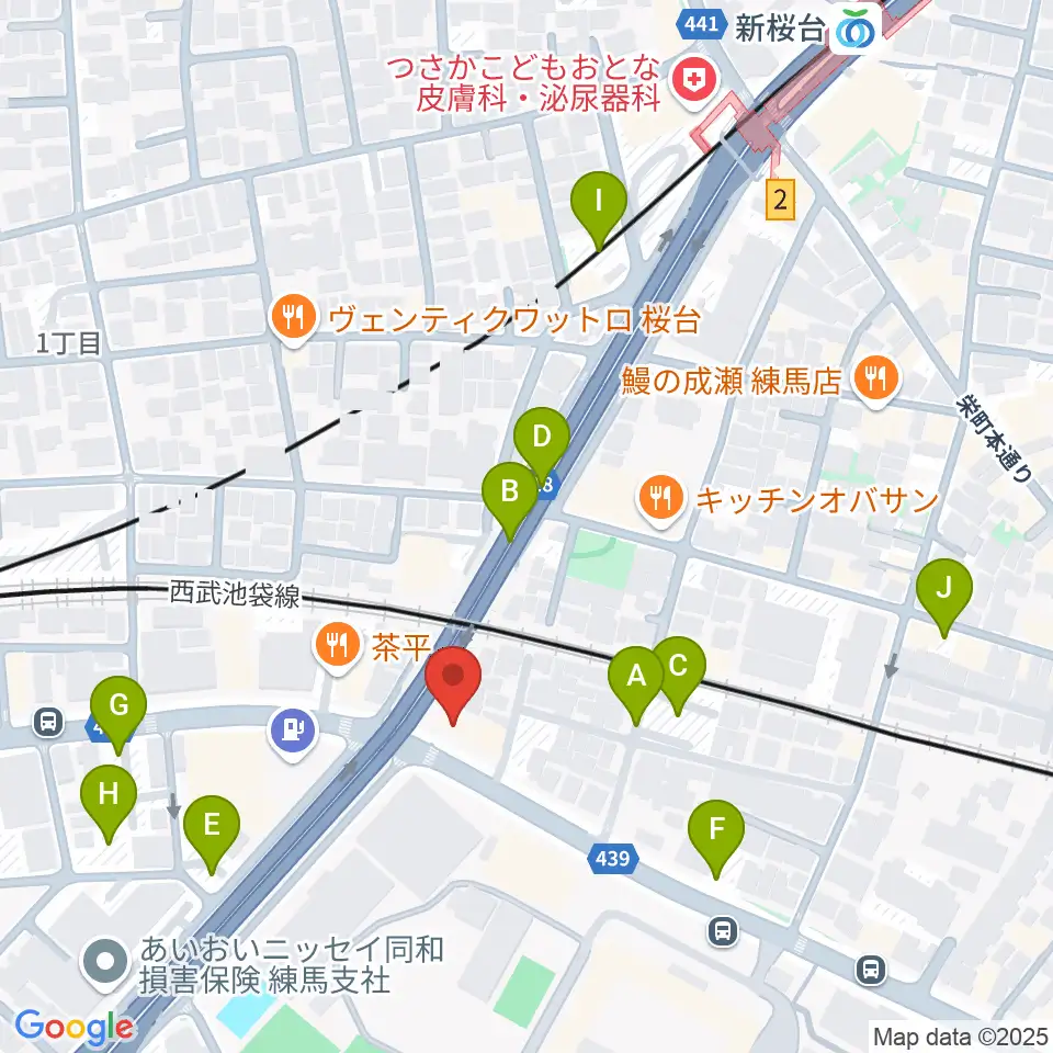 音楽教室ふわり 桜台校周辺の駐車場・コインパーキング一覧地図
