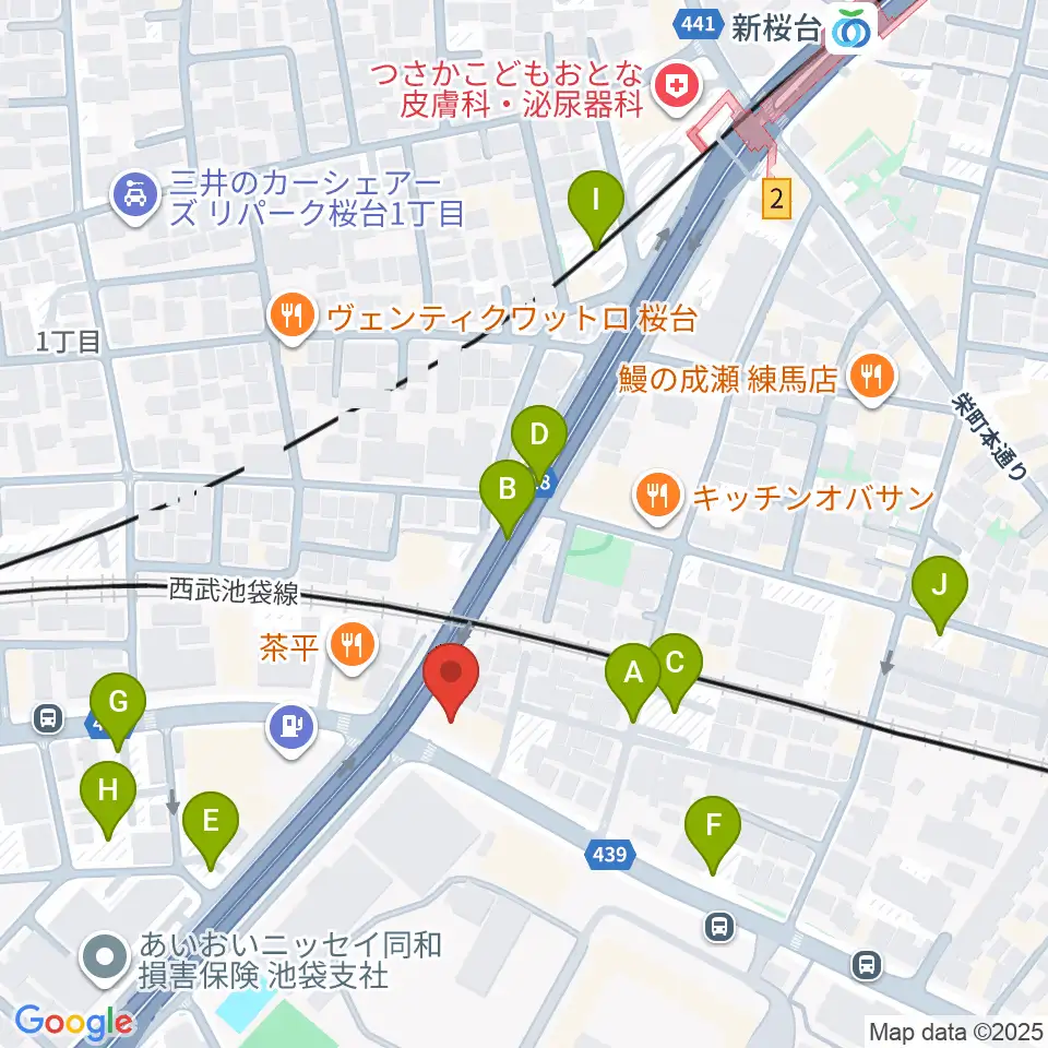 音楽教室ふわり 桜台校周辺の駐車場・コインパーキング一覧地図