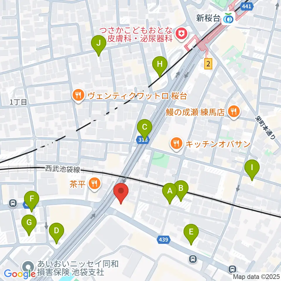 音楽教室ふわり 桜台校周辺の駐車場・コインパーキング一覧地図