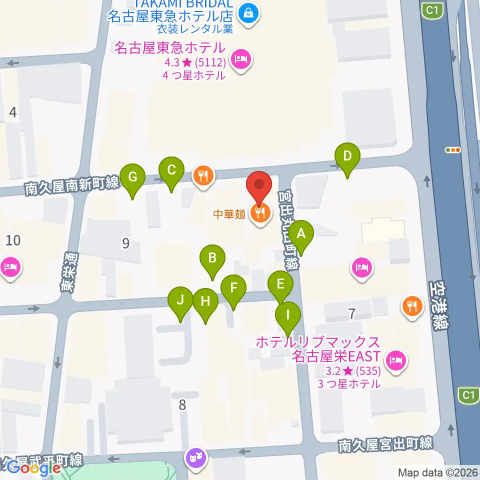 名古屋栄circus 周辺の駐車場 コインパーキング一覧マップ