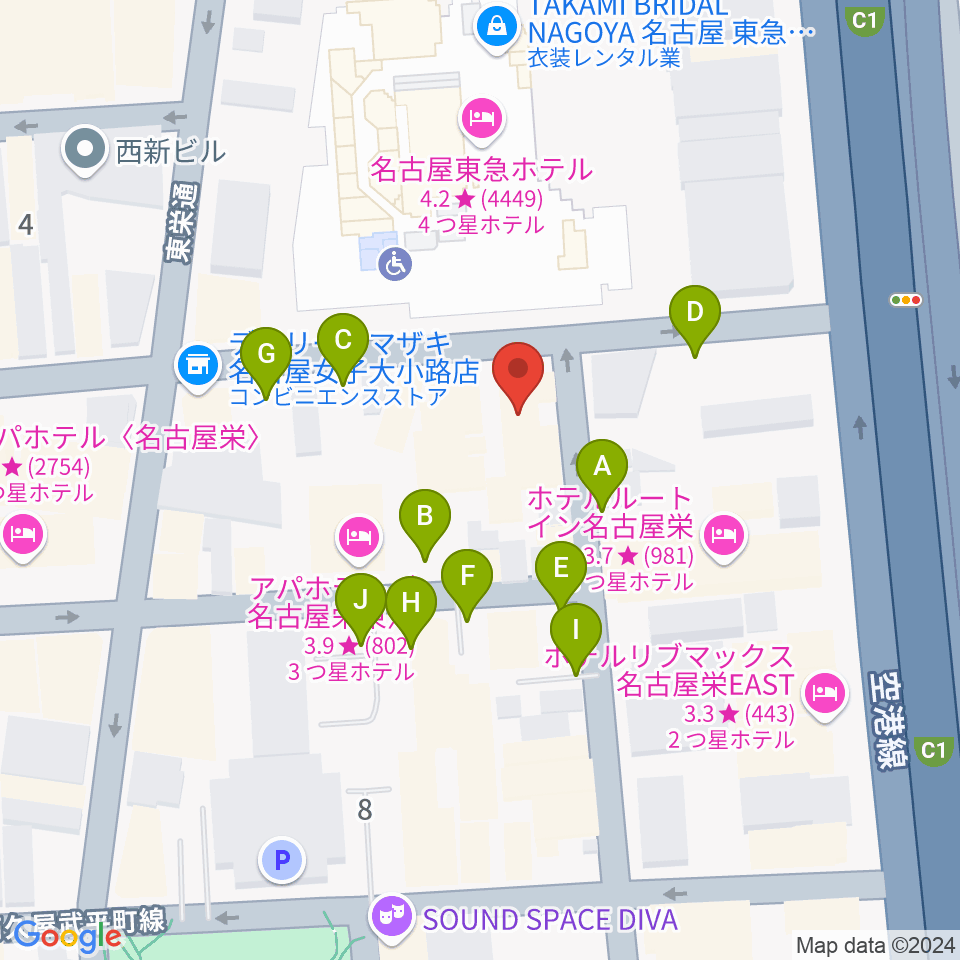 名古屋栄CIRCUS周辺の駐車場・コインパーキング一覧地図