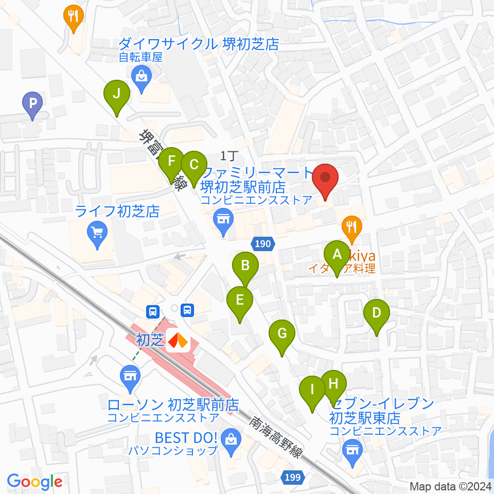 堺グランドピアノサロン 風の音周辺の駐車場・コインパーキング一覧地図