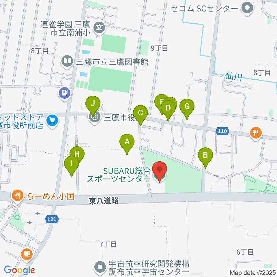SUBARU総合スポーツセンター周辺の駐車場・コインパーキング一覧地図