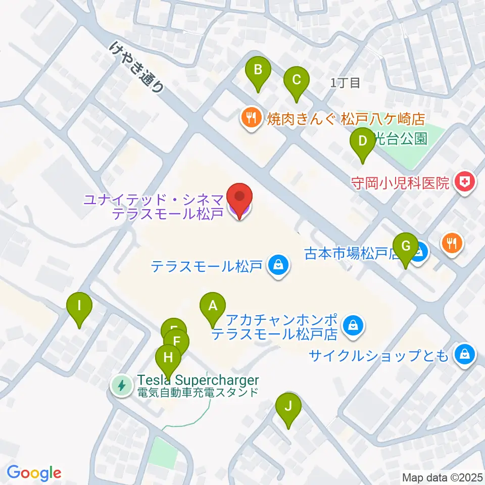 ユナイテッド・シネマ テラスモール松戸周辺の駐車場・コインパーキング一覧地図