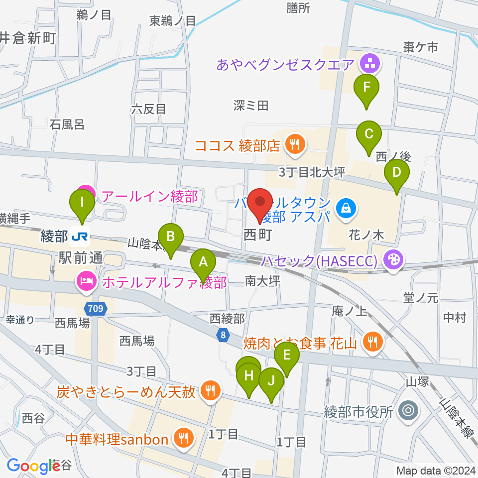 あやべ・日東精工アリーナ周辺の駐車場・コインパーキング一覧地図