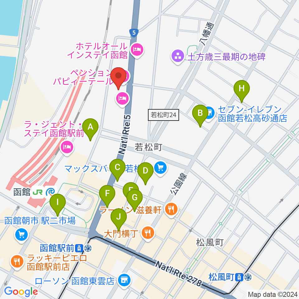 函館ARARA周辺の駐車場・コインパーキング一覧地図