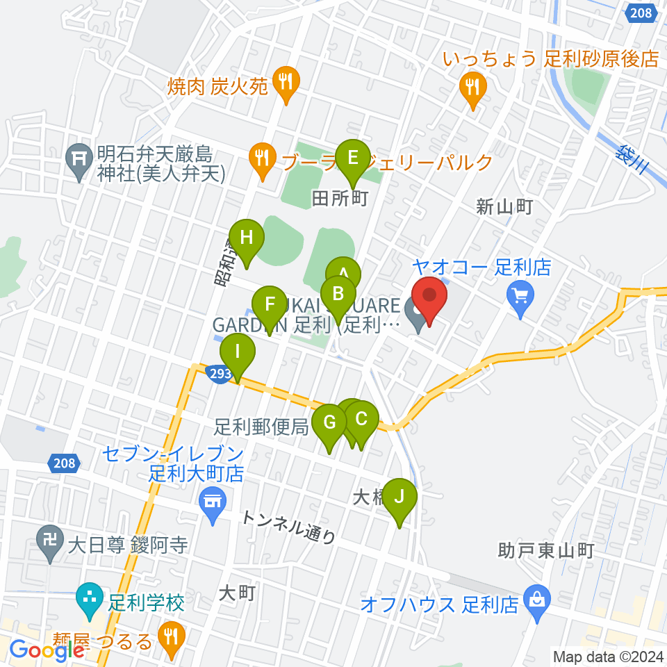 FUKAI SQUARE GARDEN 足利周辺の駐車場・コインパーキング一覧地図
