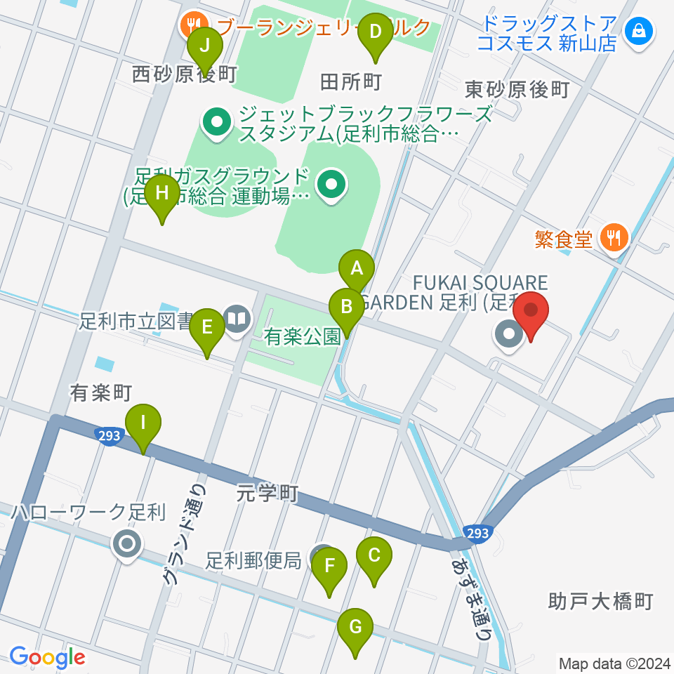 FUKAI SQUARE GARDEN 足利周辺の駐車場・コインパーキング一覧地図