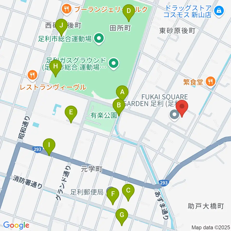 FUKAI SQUARE GARDEN 足利周辺の駐車場・コインパーキング一覧地図