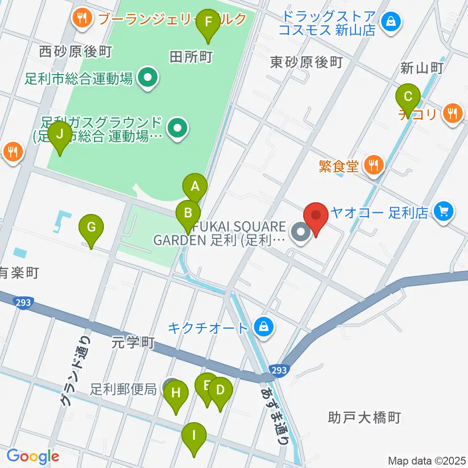 FUKAI SQUARE GARDEN 足利周辺の駐車場・コインパーキング一覧地図