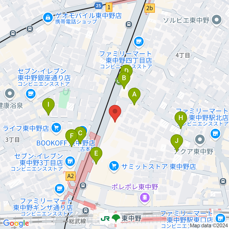 東中野ドラム周辺の駐車場・コインパーキング一覧地図