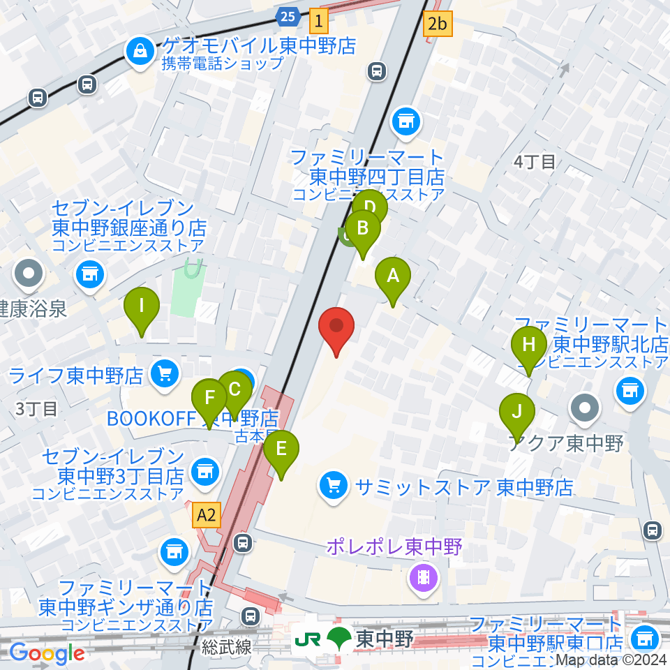 東中野ドラム周辺の駐車場・コインパーキング一覧地図