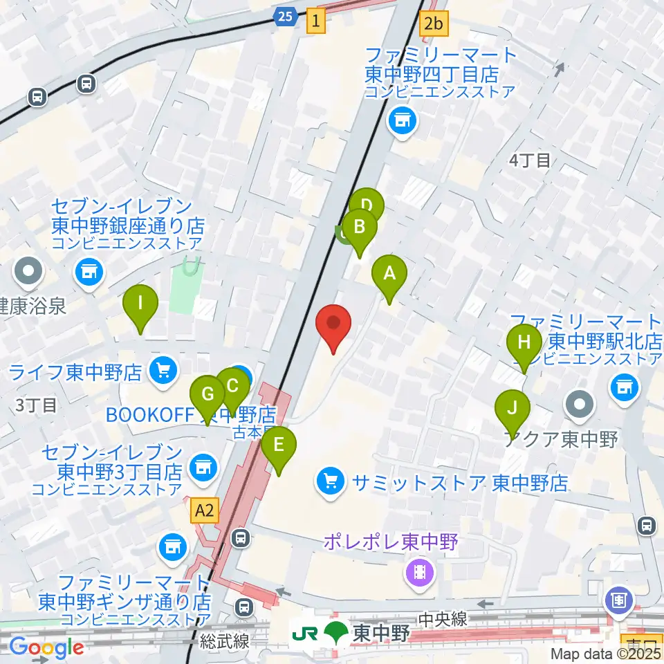 東中野ドラム周辺の駐車場・コインパーキング一覧地図
